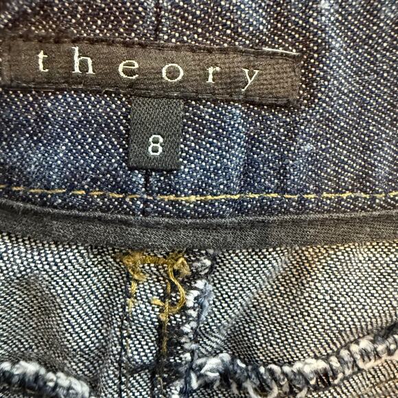 Women's Theory Blue Jean Denim Indigo A Line Skirt Size 8 - Picture 3 of 8